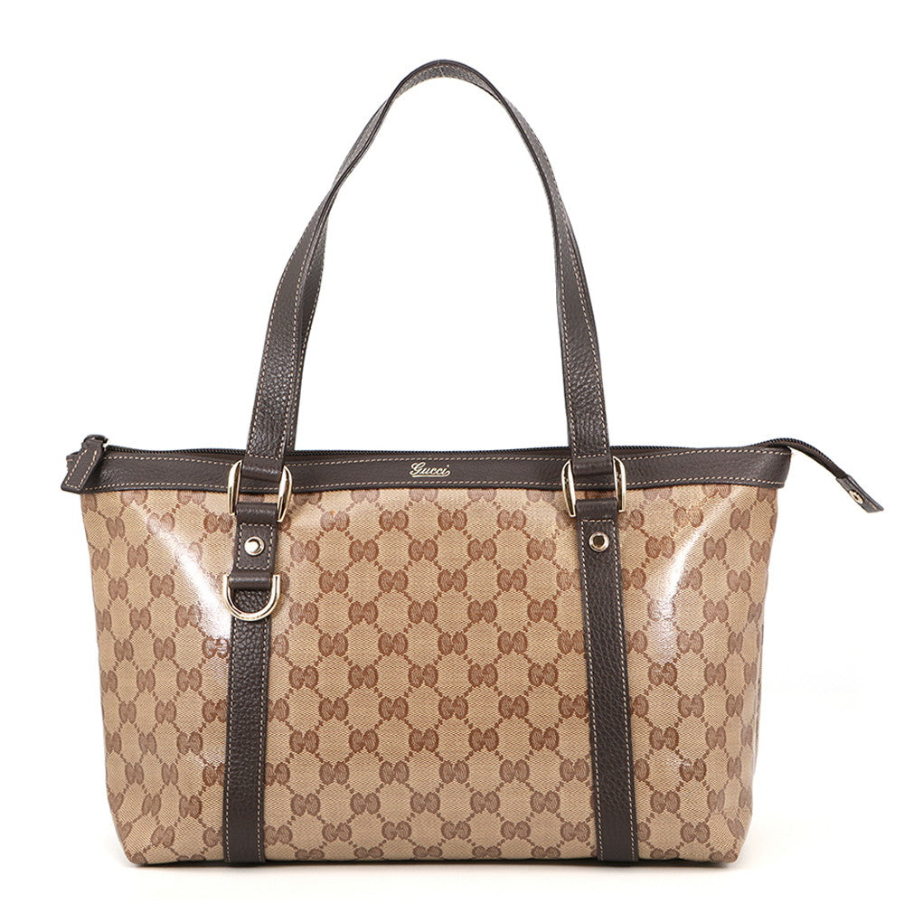 GUCCI GG Imprime Tote Bag Beige/Brown268640 GG Crystal Leather