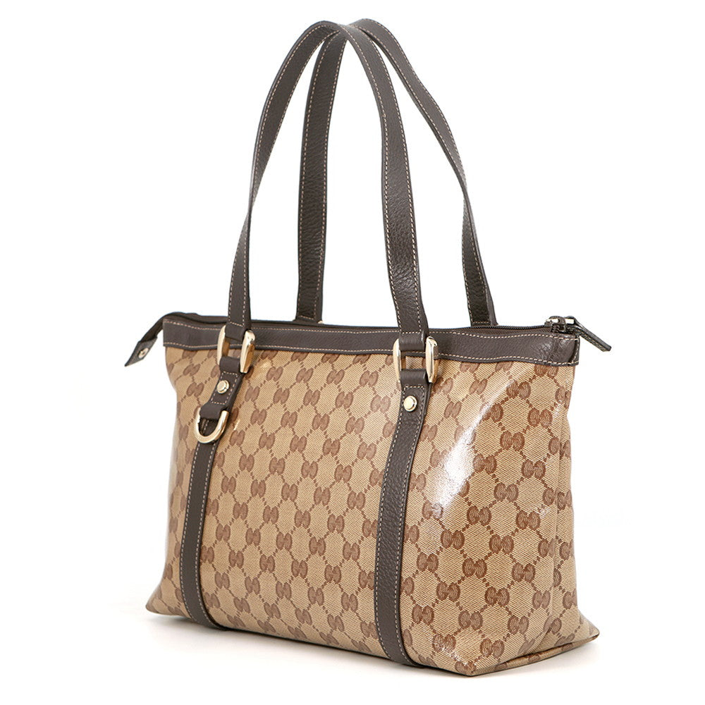 GUCCI GG Imprime Tote Bag Beige/Brown268640 GG Crystal Leather