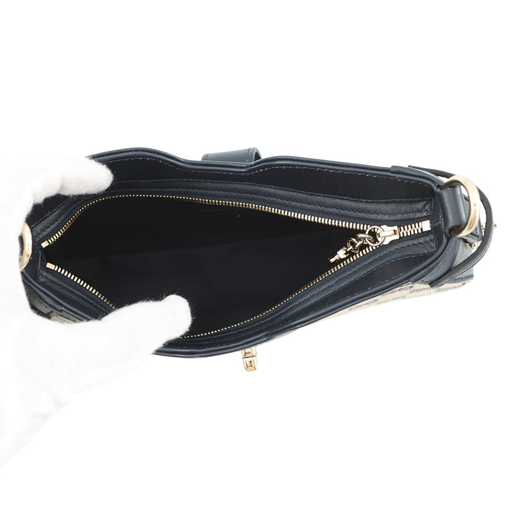 GUCCI GG Canvas Moonside Mini Shoulder Bag Navy/Beige786015 GG Canvas Leather Size Mini