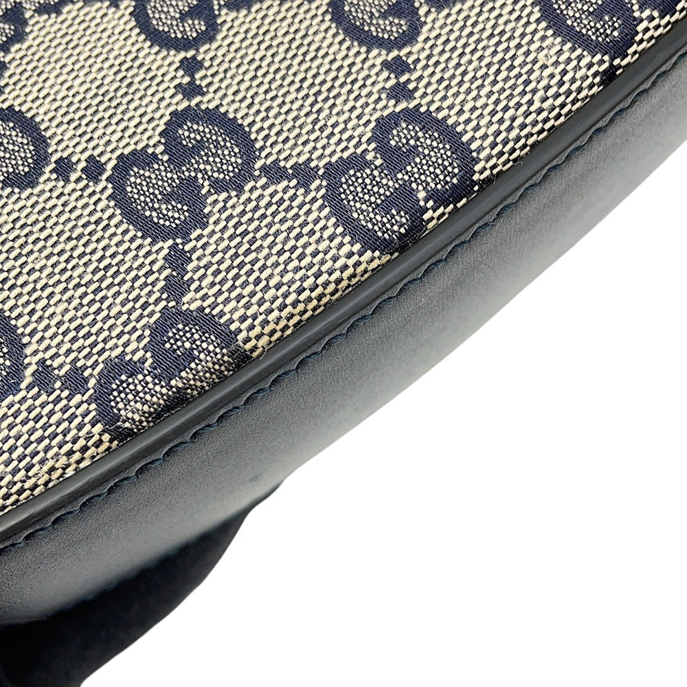 GUCCI GG Canvas Moonside Mini Shoulder Bag Navy/Beige786015 GG Canvas Leather Size Mini