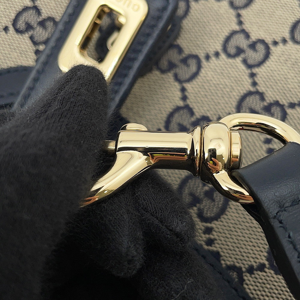 GUCCI GG Canvas Moonside Mini Shoulder Bag Navy/Beige786015 GG Canvas Leather Size Mini