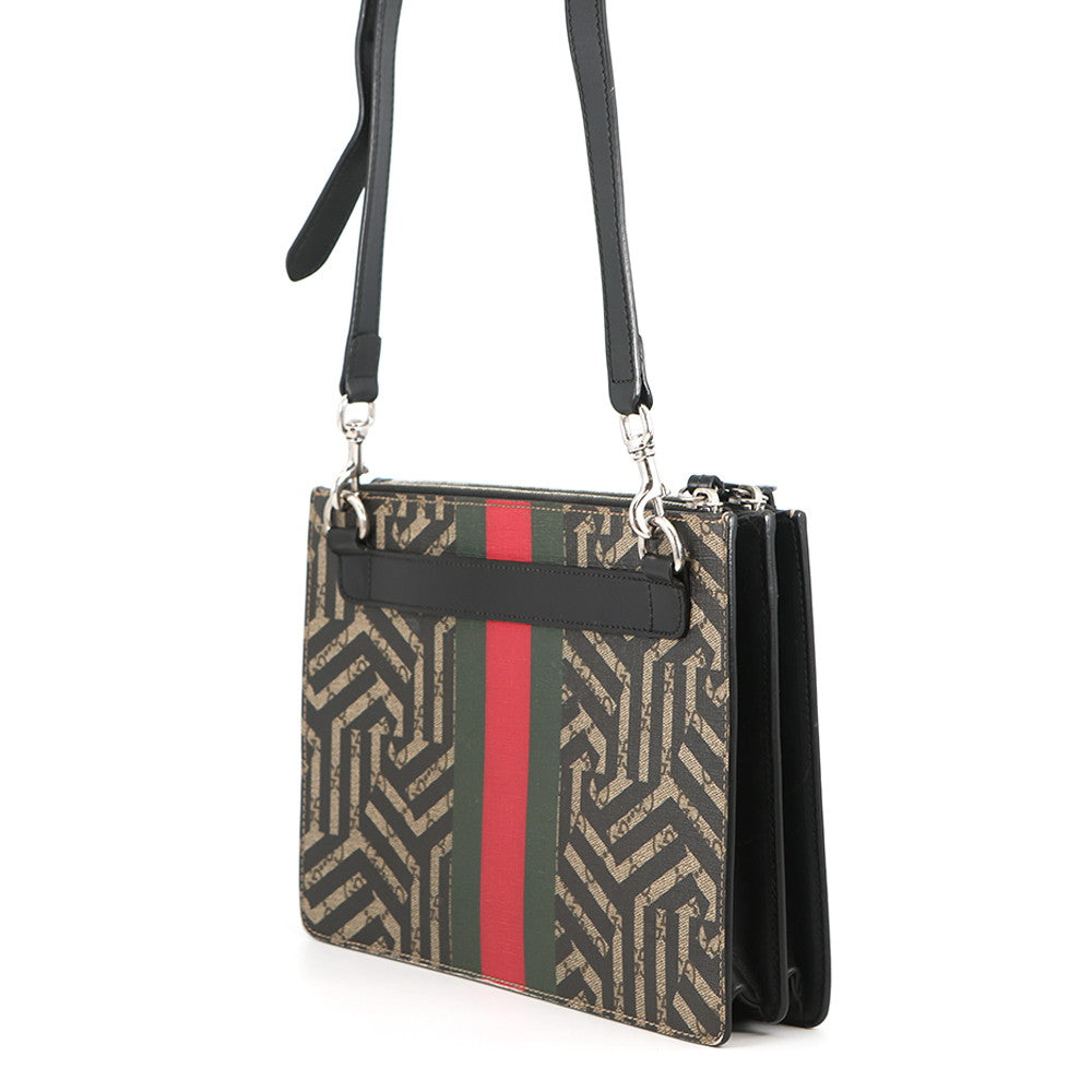 GUCCI GG Kaleido Shoulder Bag Beige/Black450953 GG Kaleido Leather