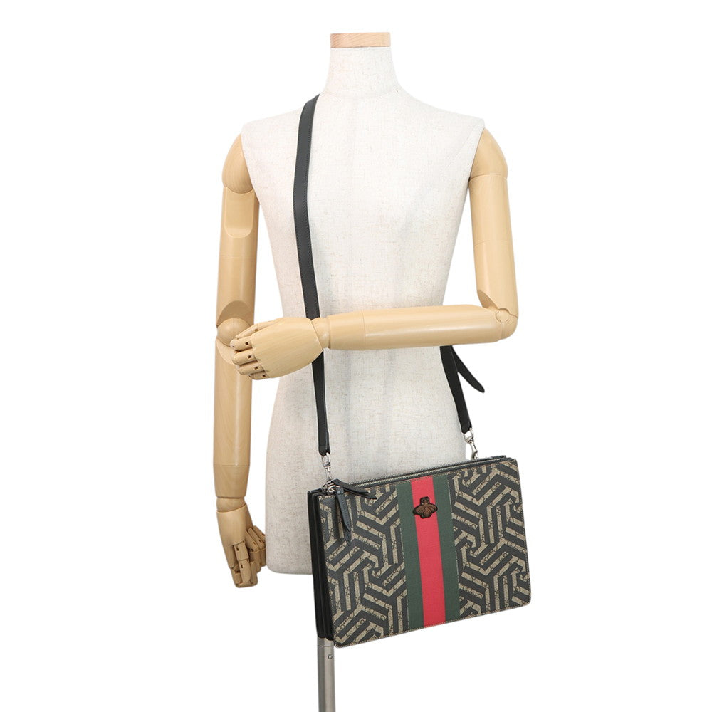 GUCCI GG Kaleido Shoulder Bag Beige/Black450953 GG Kaleido Leather