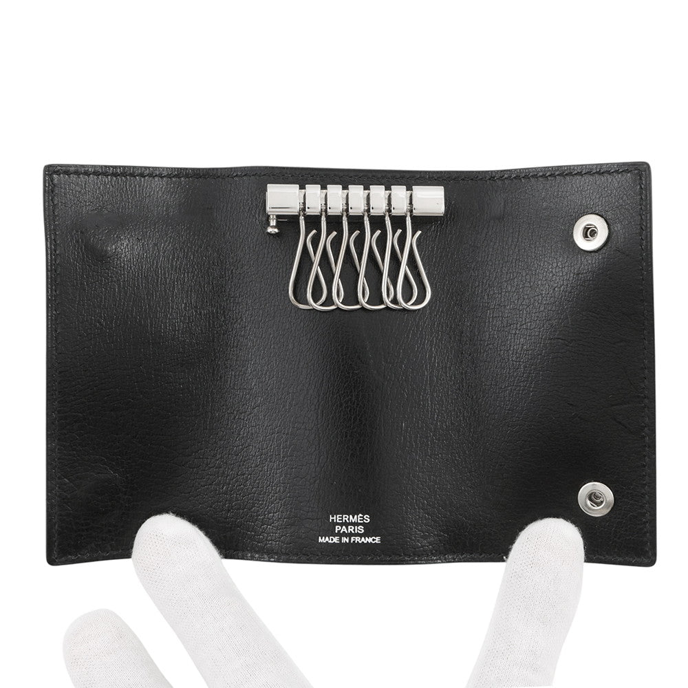 HERMES Etui Craie6 6-series Key Case Black Chamonix Leather