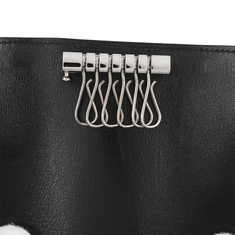 HERMES Etui Craie6 6-series Key Case Black Chamonix Leather