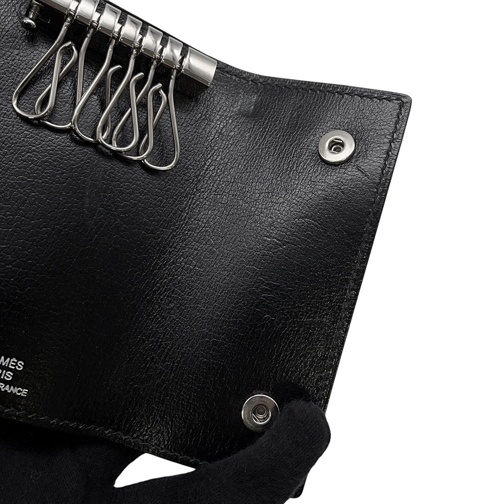 HERMES Etui Craie6 6-series Key Case Black Chamonix Leather