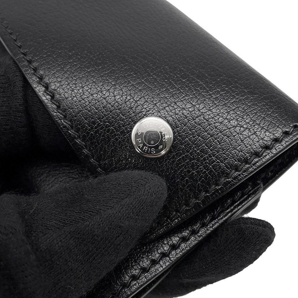 HERMES Etui Craie6 6-series Key Case Black Chamonix Leather