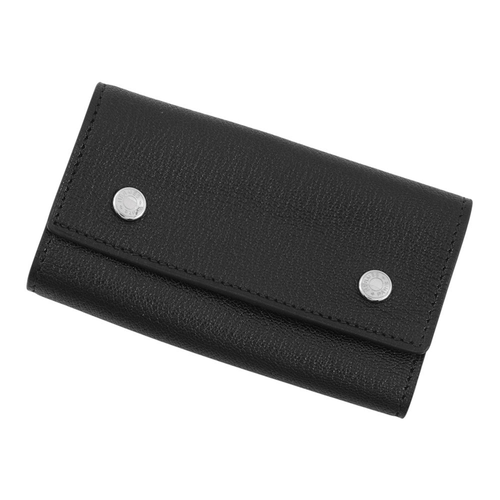 HERMES Etui Craie4 4-Key Case Black Chamonix Leather