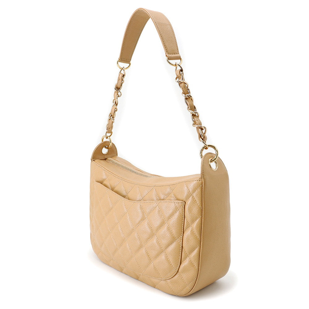 CHANEL Matelasse ChainShoulder Bag BeigeA20993 Caviar Leather