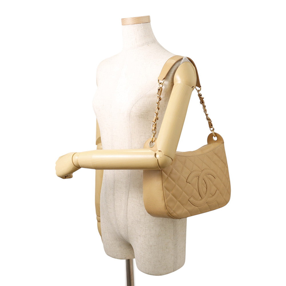 CHANEL Matelasse ChainShoulder Bag BeigeA20993 Caviar Leather