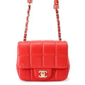 CHANEL Chocolate Bar ChainShoulder Bag RedAS3744 Lambskin Size Mini