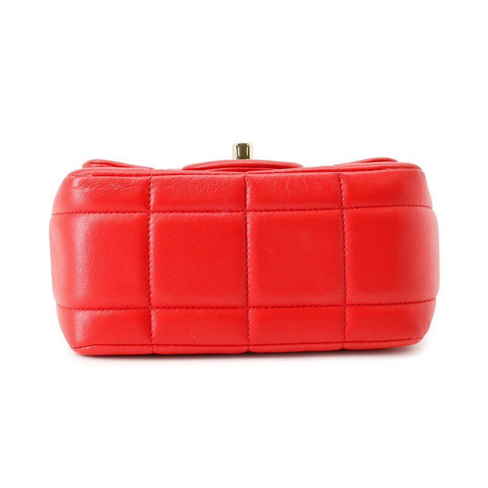 CHANEL Chocolate Bar ChainShoulder Bag RedAS3744 Lambskin Size Mini
