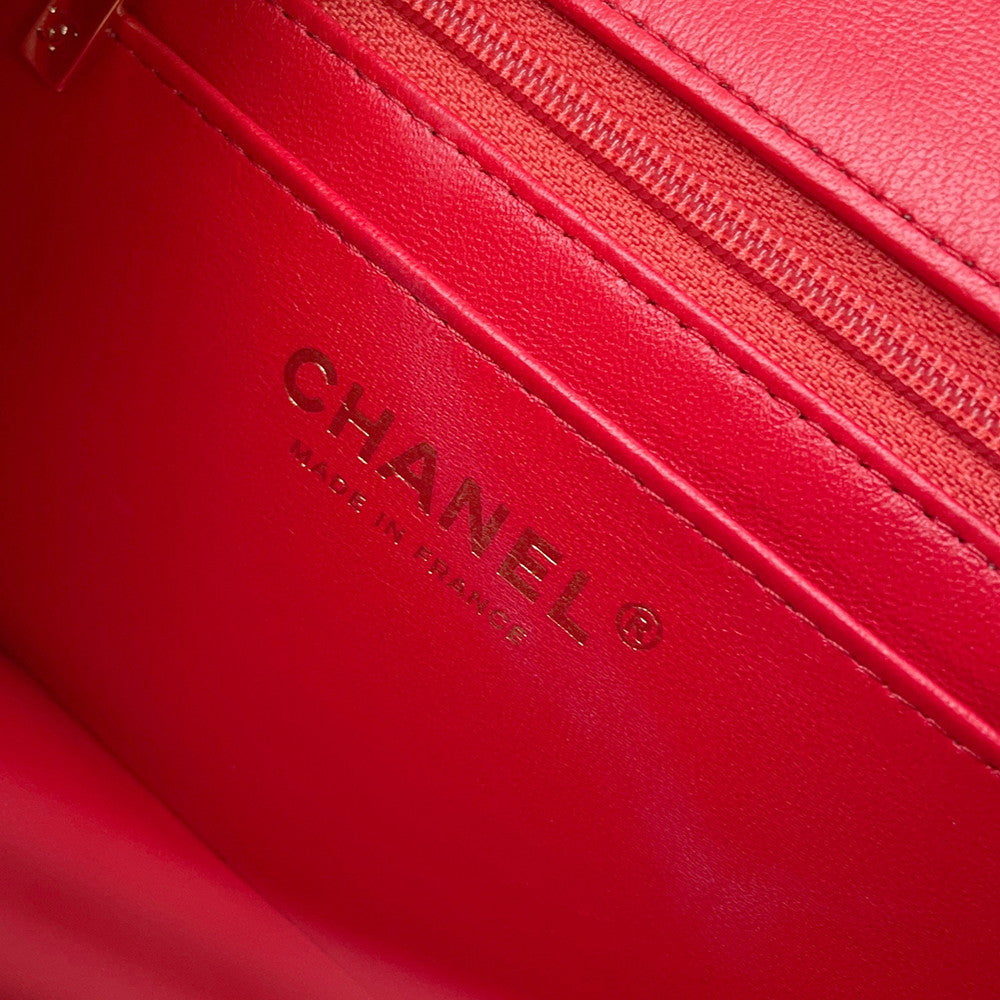 CHANEL Chocolate Bar ChainShoulder Bag RedAS3744 Lambskin Size Mini