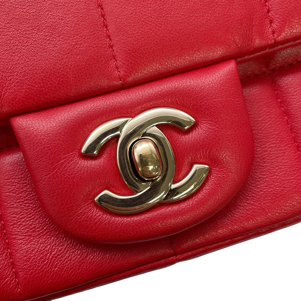 CHANEL Chocolate Bar ChainShoulder Bag RedAS3744 Lambskin Size Mini