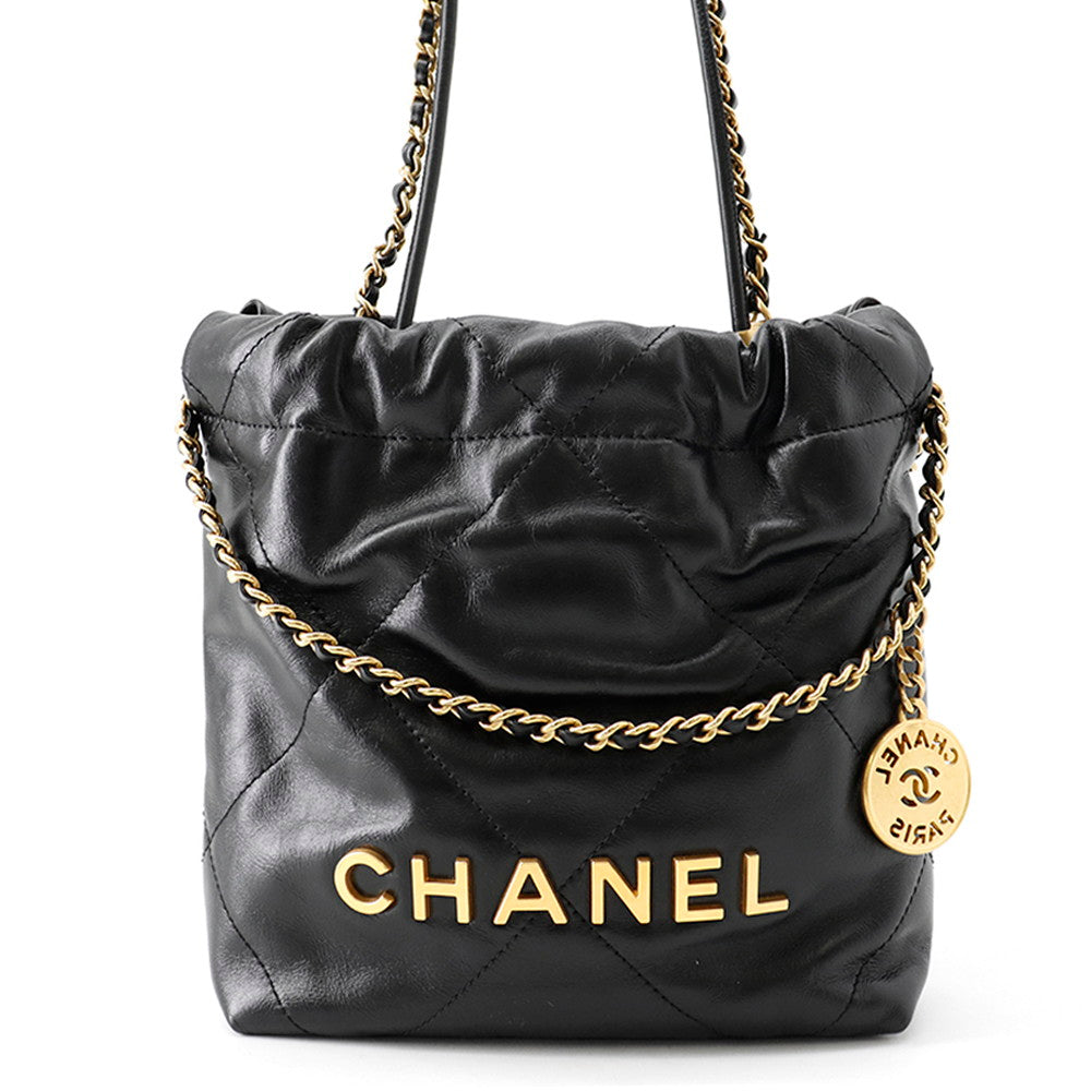 CHANEL CHANEL 22 Shoulder Bag BlackAS3980 Shiny Calf Leather Size Mini