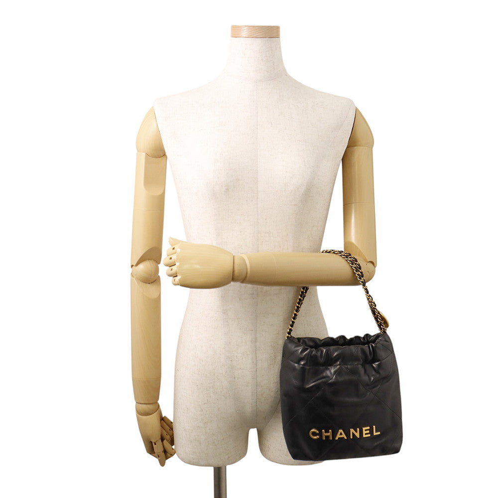 CHANEL CHANEL 22 Shoulder Bag BlackAS3980 Shiny Calf Leather Size Mini