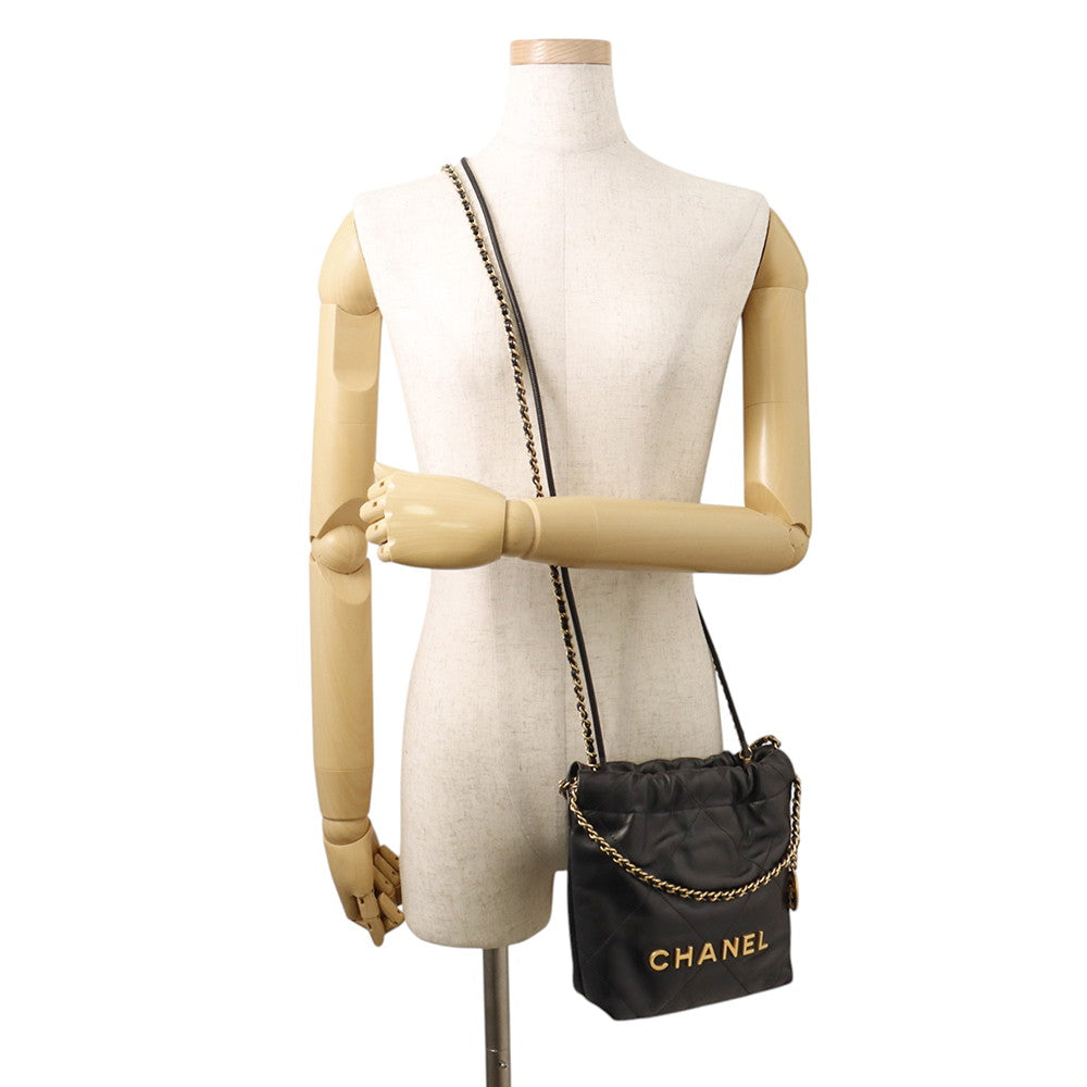 CHANEL CHANEL 22 Shoulder Bag BlackAS3980 Shiny Calf Leather Size Mini
