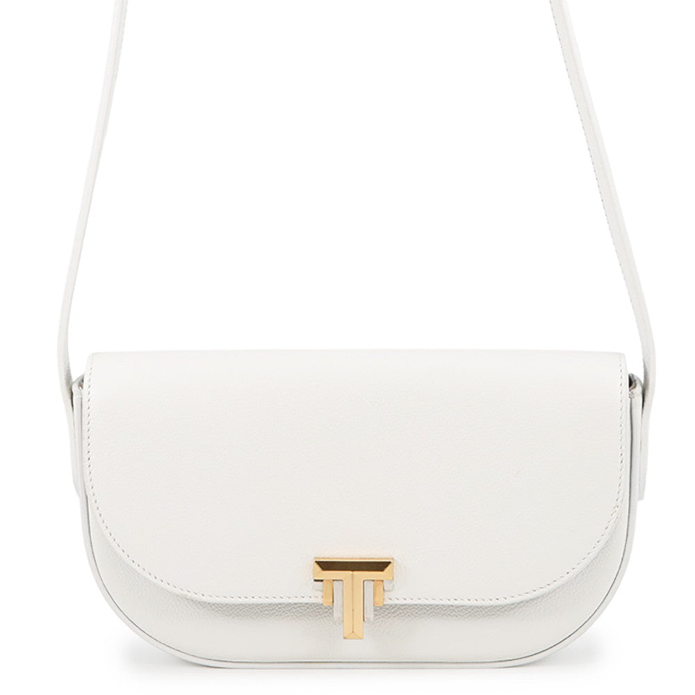 TIFFANY&Co. T-Deco Shoulder Bag White Leather