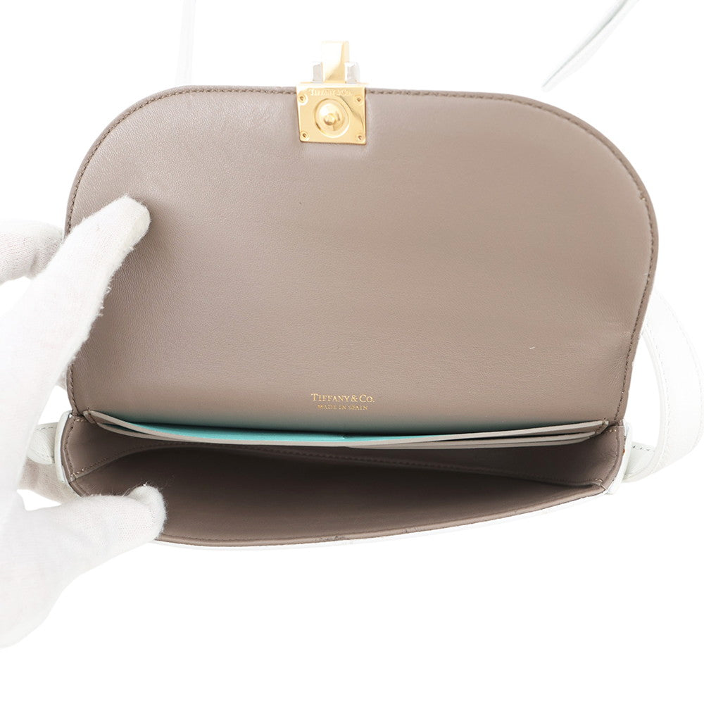 TIFFANY&Co. T-Deco Shoulder Bag White Leather