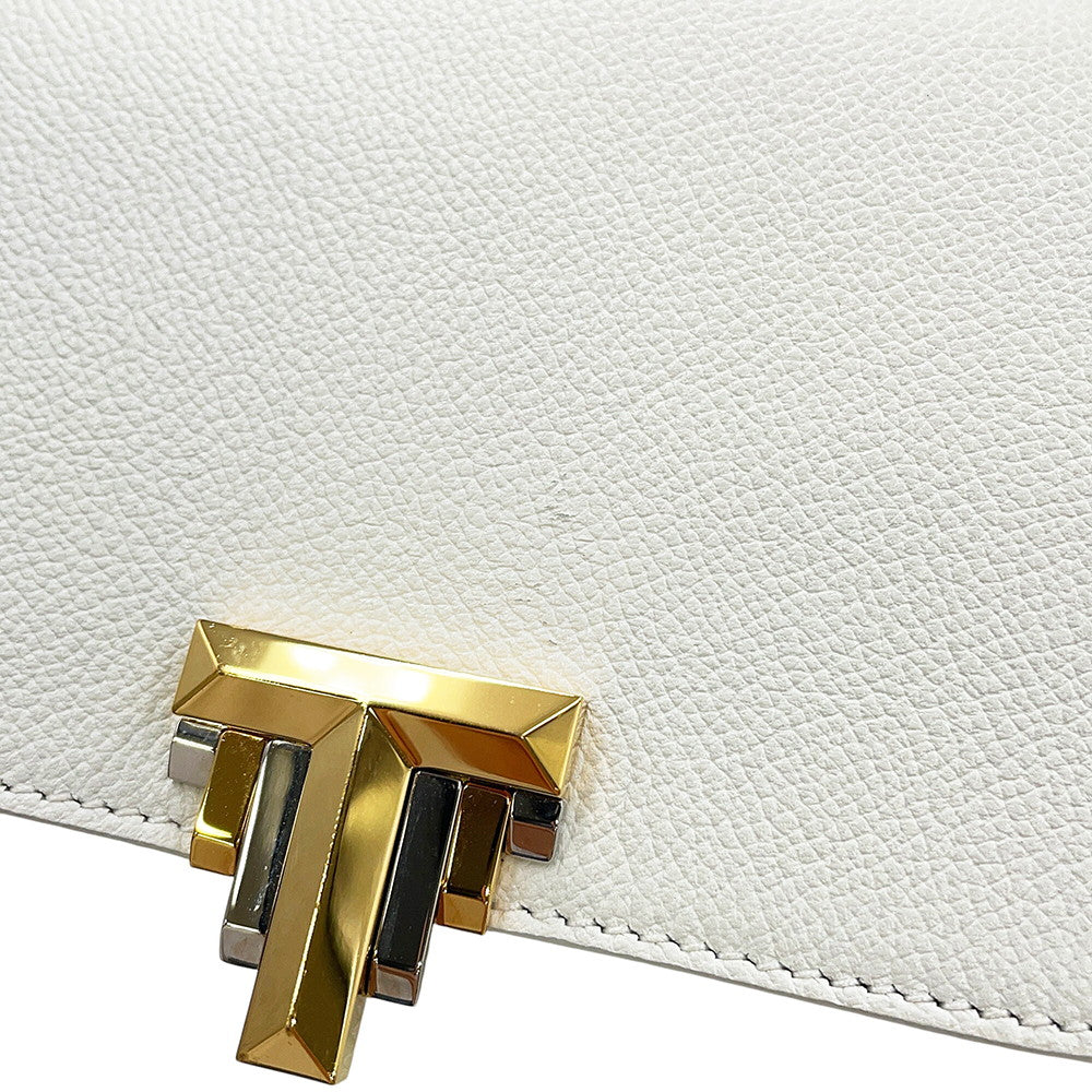TIFFANY&Co. T-Deco Shoulder Bag White Leather