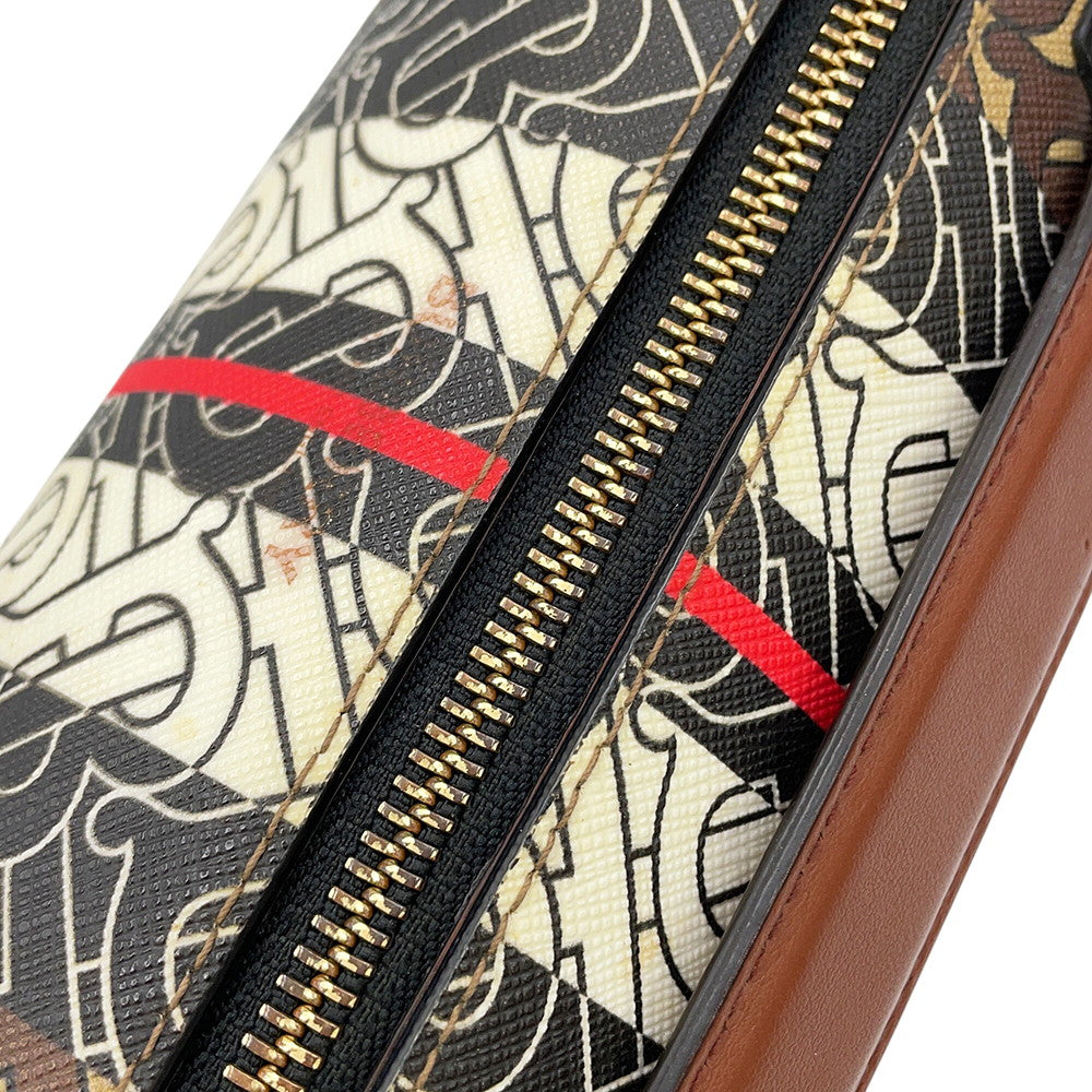 BURBERRY TBMonogram Stripe Shoulder Bag Brown/Black/White8020170 PVC Leather