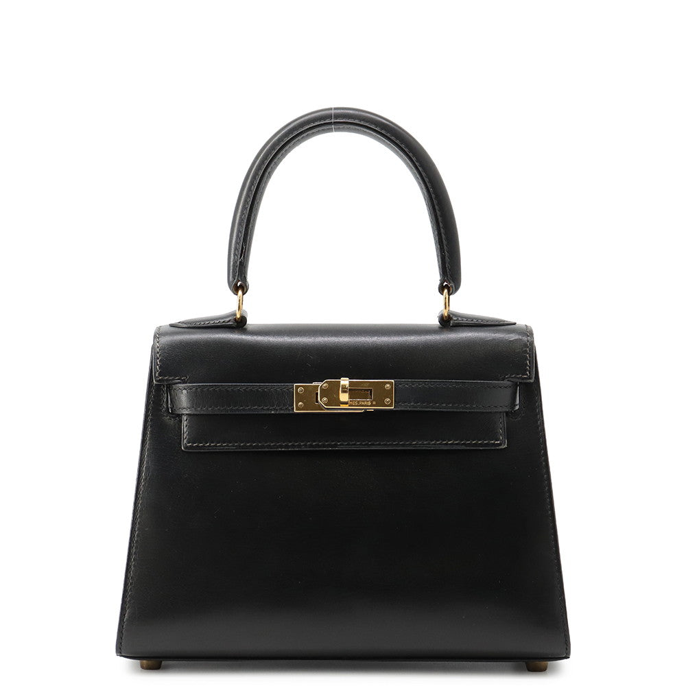 HERMES Mini Kelly Sellier Black Box Calf Leather
