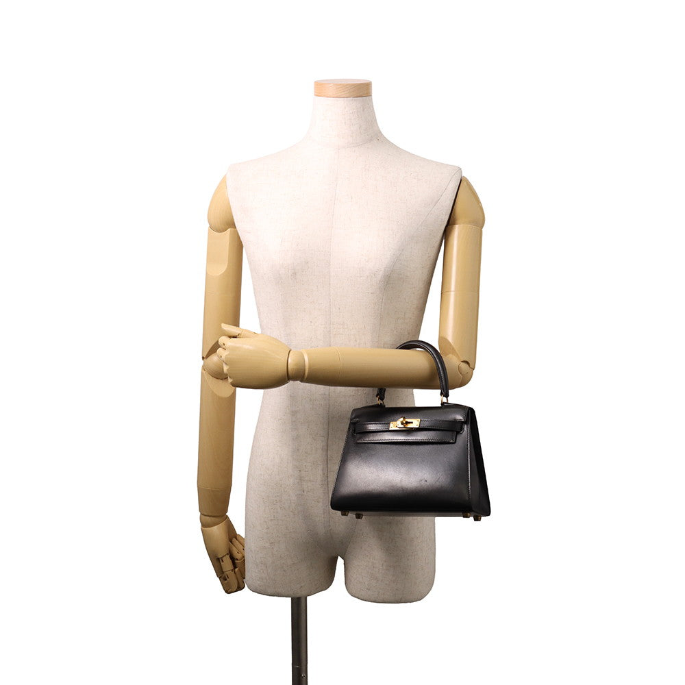 HERMES Mini Kelly Sellier Black Box Calf Leather