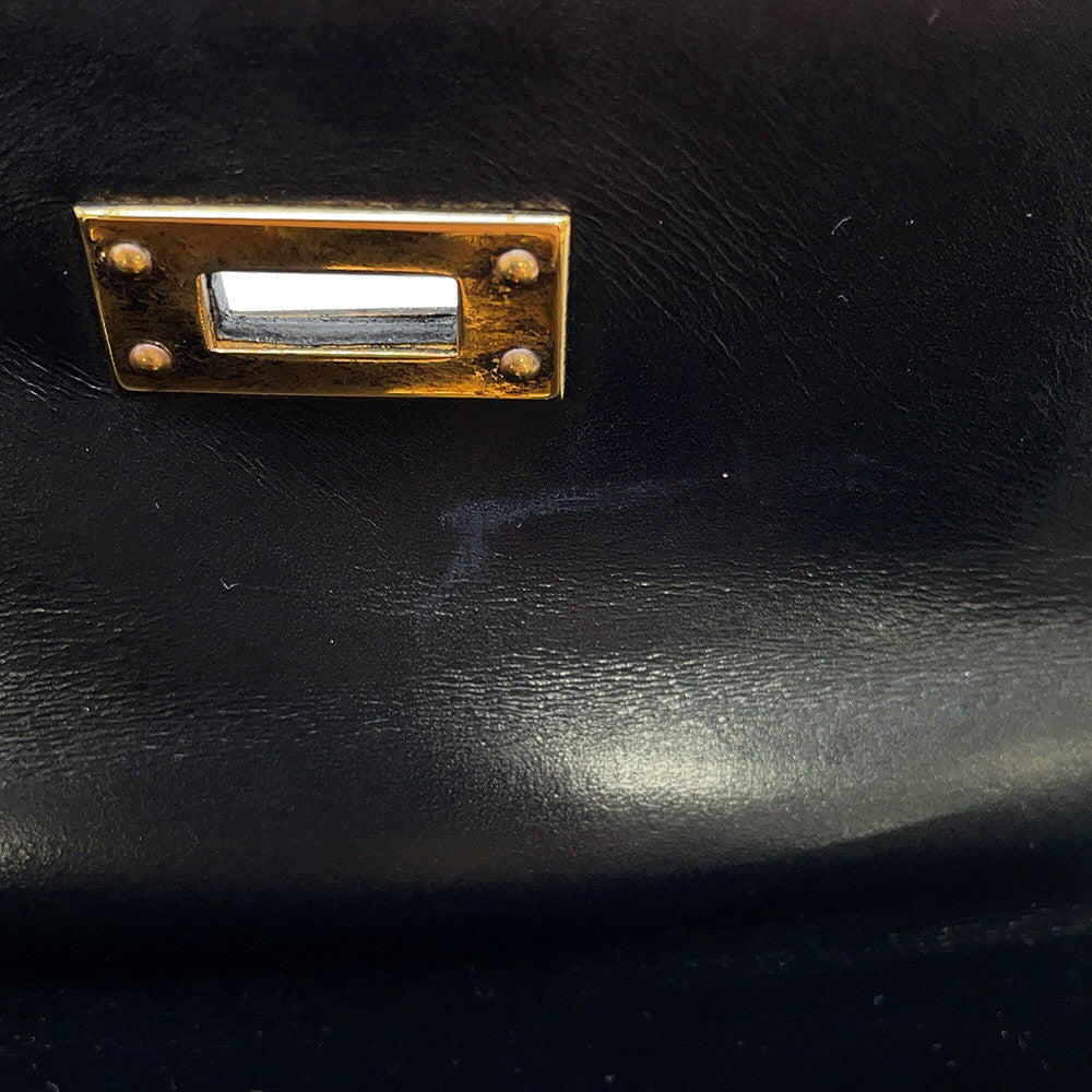 HERMES Mini Kelly Sellier Black Box Calf Leather