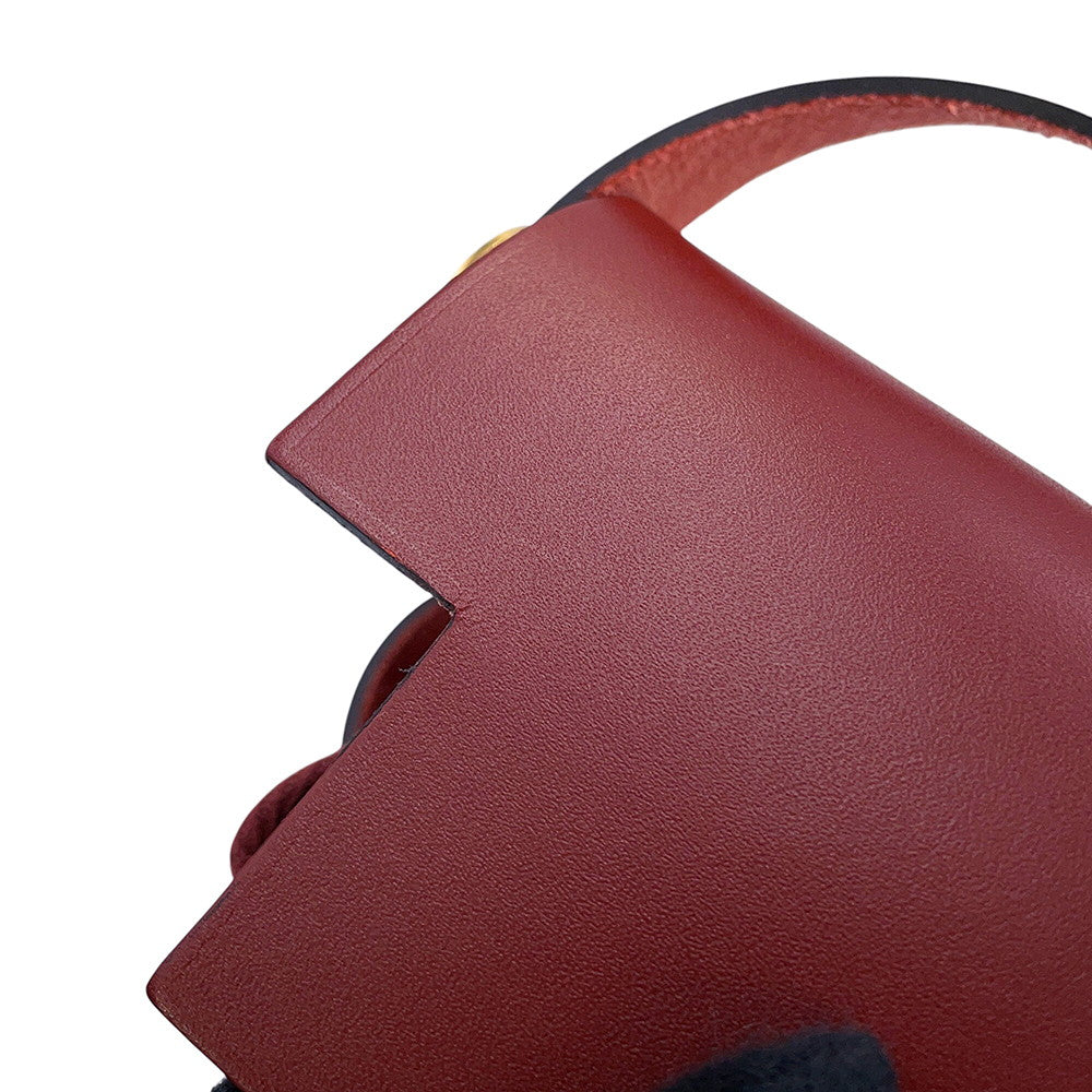 HERMES Herbag zip Rouge H Toile Military Vache Hunter Leather Size Mini