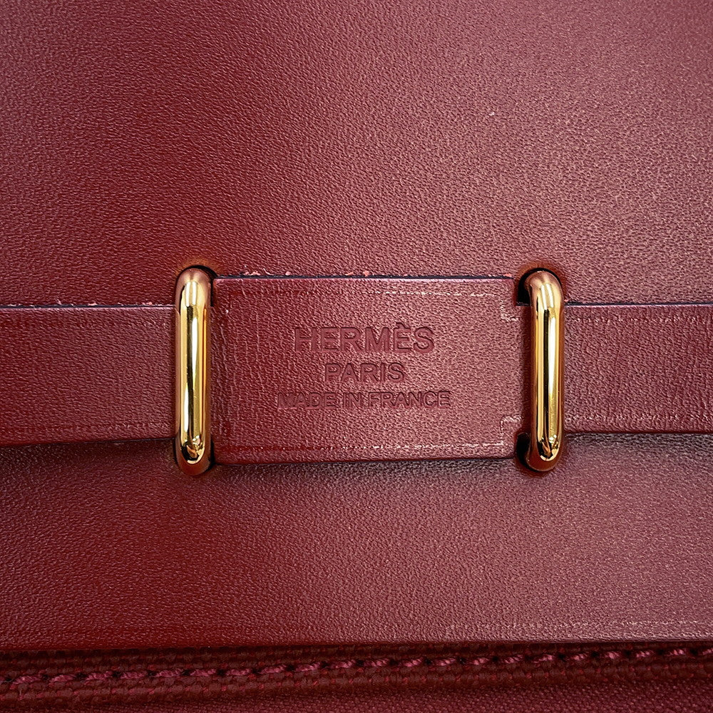 HERMES Herbag zip Rouge H Toile Military Vache Hunter Leather Size Mini