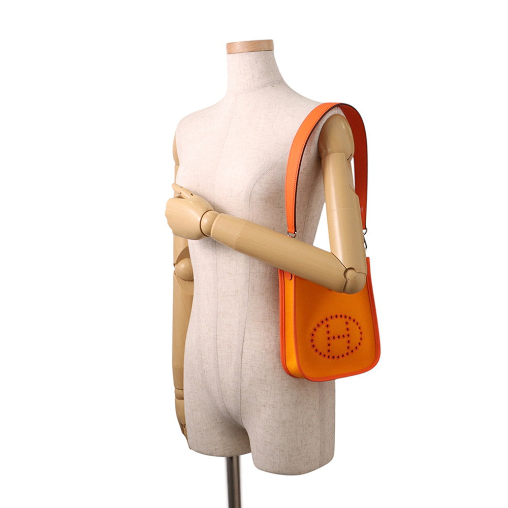HERMES Neo Evelyne Jaune d'or/Feu Toile Officier Swift Leather Size TPM