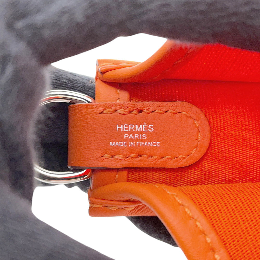 HERMES Neo Evelyne Jaune d'or/Feu Toile Officier Swift Leather Size TPM