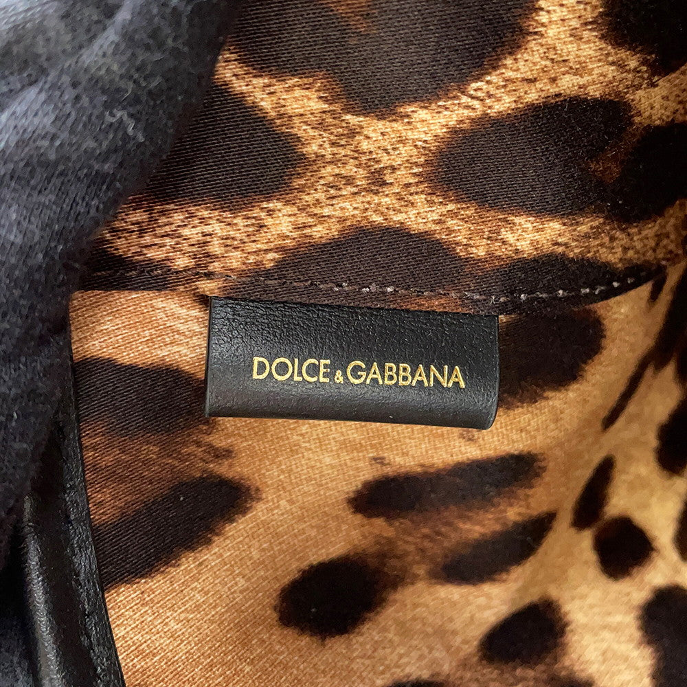 DOLCE&GABBANA FEFE Shopping Tote Black Leather Size Medium