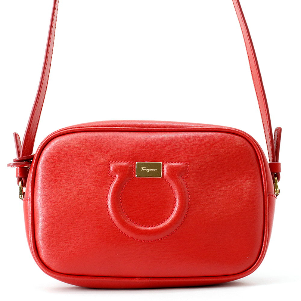 Ferragamo Gancini Ganchocity Shoulder Bag Red21H006 691324 Leather