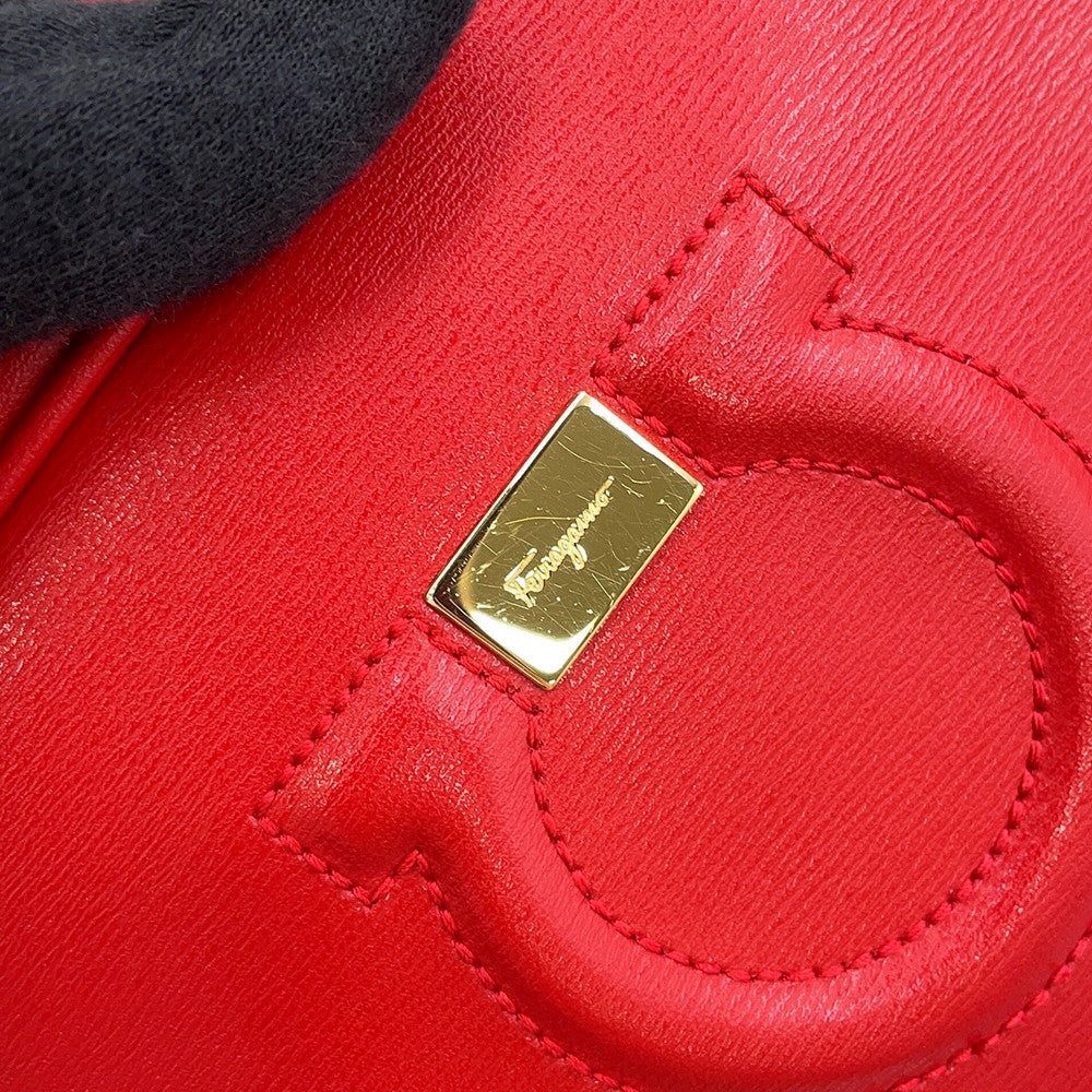 Ferragamo Gancini Ganchocity Shoulder Bag Red21H006 691324 Leather