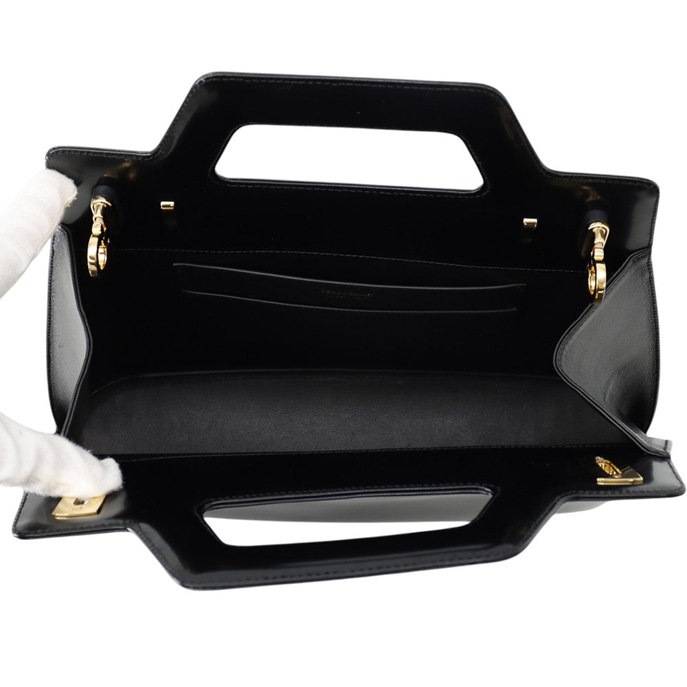 Ferragamo Wanda 2-way Tote Bag Black213984 761287 Patent Leather Size Medium