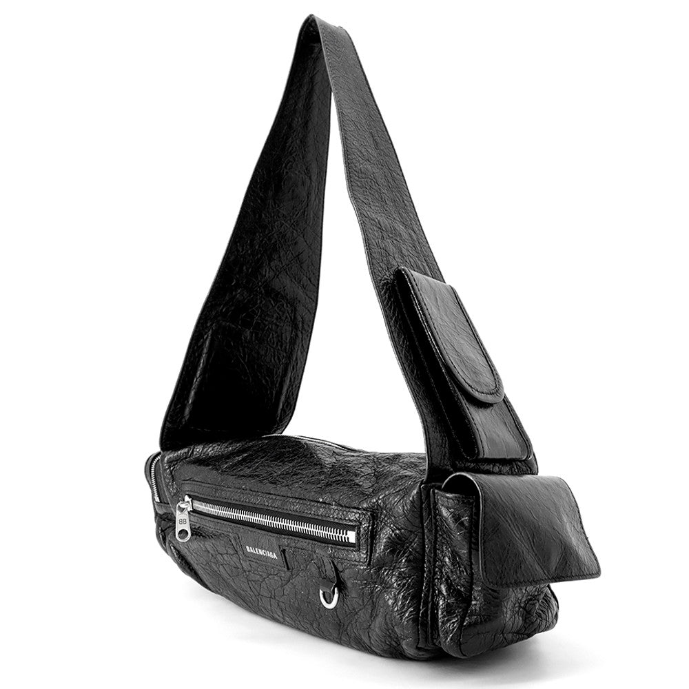 BALENCIAGA Super Busy Sling Bag Black762516 Leather