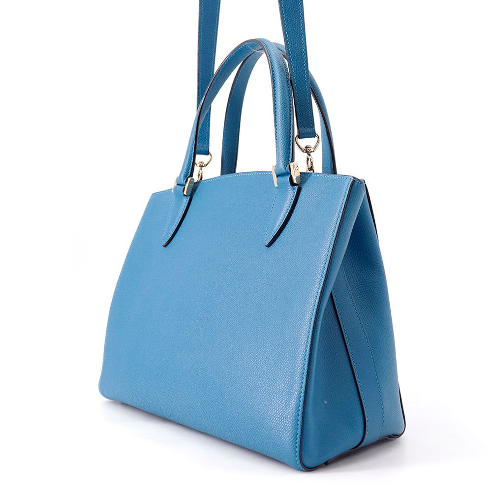 Valextra Valextra Triennale 2-way Bag Blue Leather Size Medium
