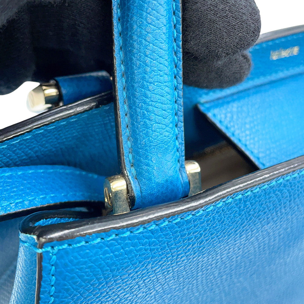 Valextra Valextra Triennale 2-way Bag Blue Leather Size Medium