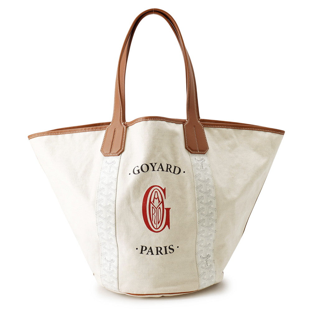 GOYARD Bellara Reversible Tote Bag White/Tan Canvas PVC Leather