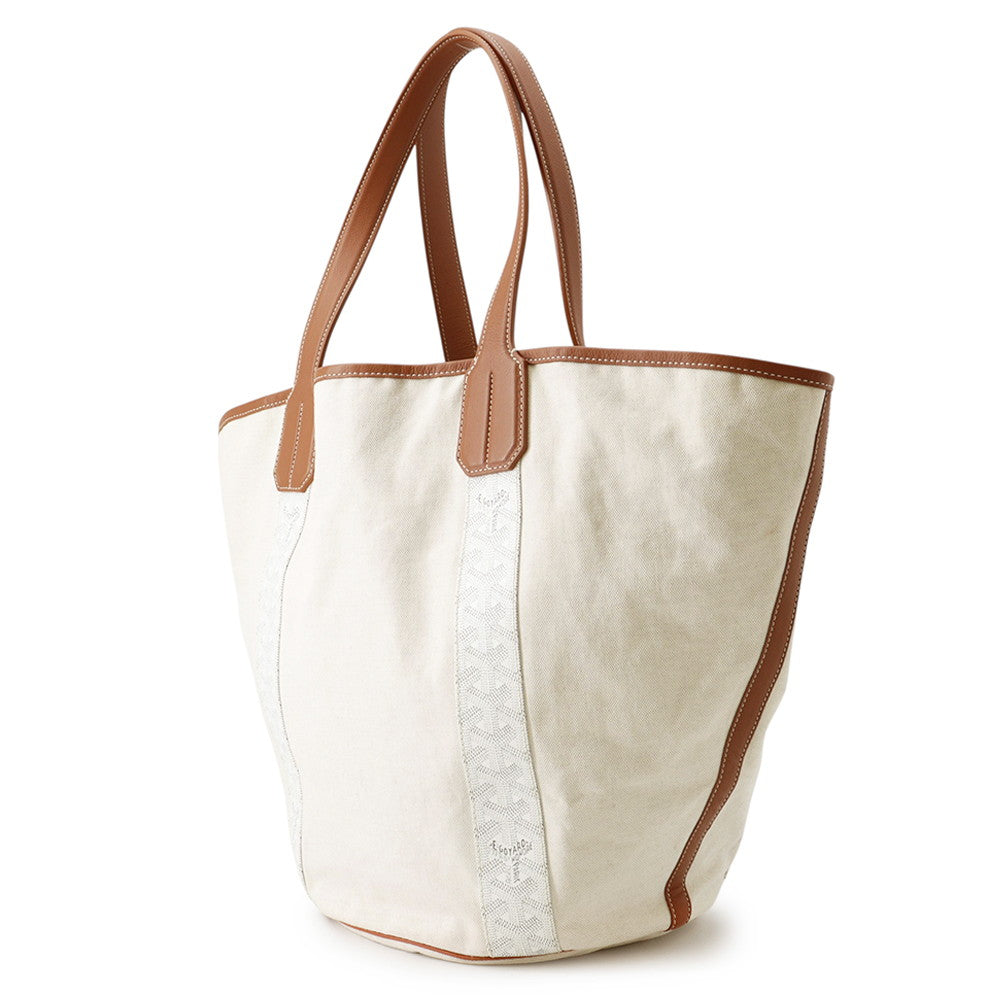 GOYARD Bellara Reversible Tote Bag White/Tan Canvas PVC Leather