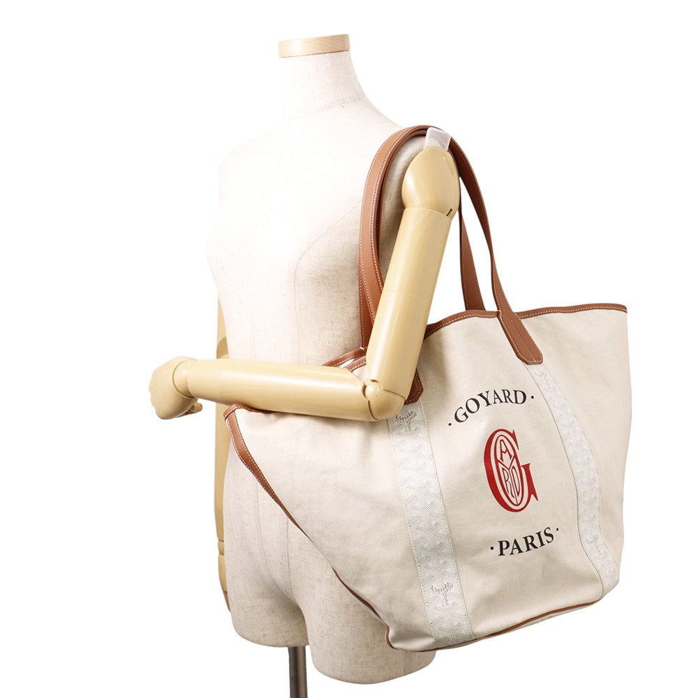 GOYARD Bellara Reversible Tote Bag White/Tan Canvas PVC Leather