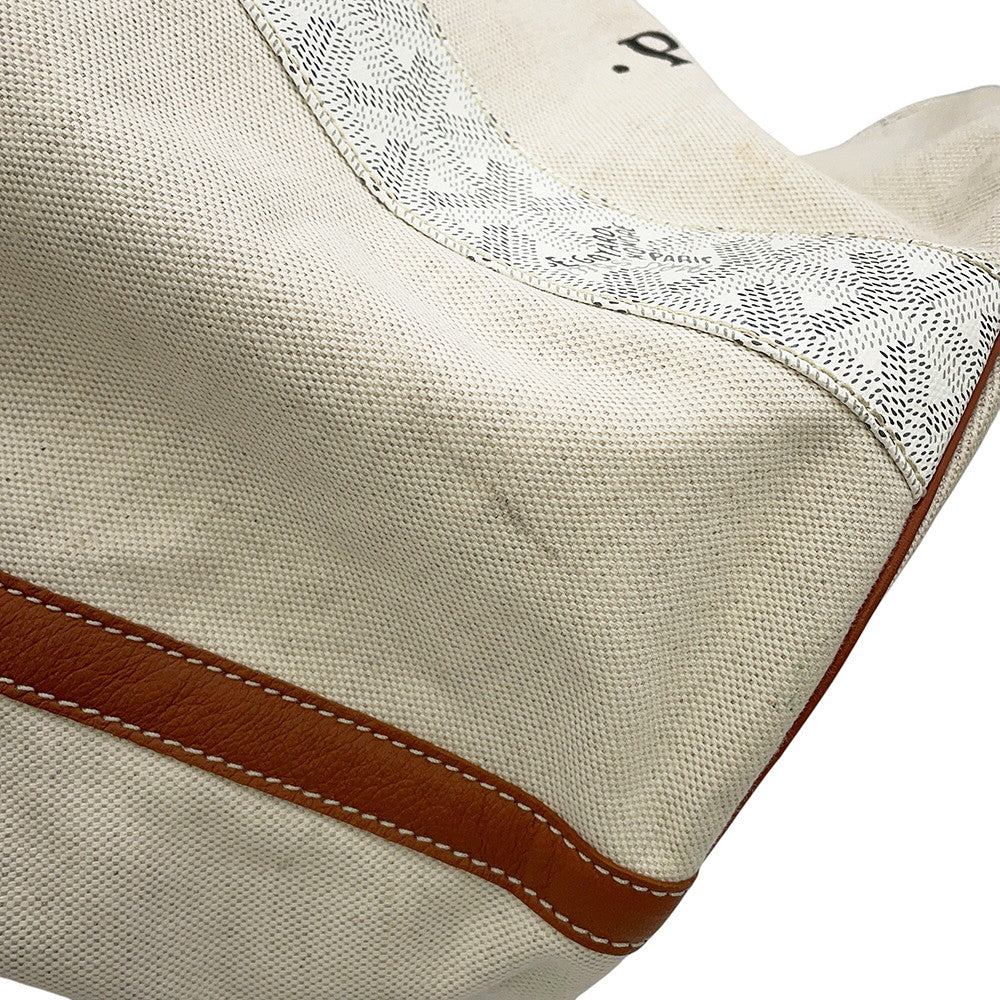 GOYARD Bellara Reversible Tote Bag White/Tan Canvas PVC Leather