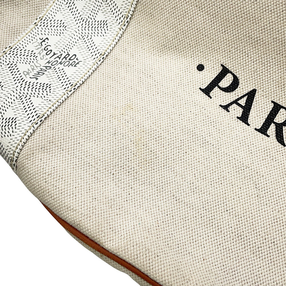 GOYARD Bellara Reversible Tote Bag White/Tan Canvas PVC Leather