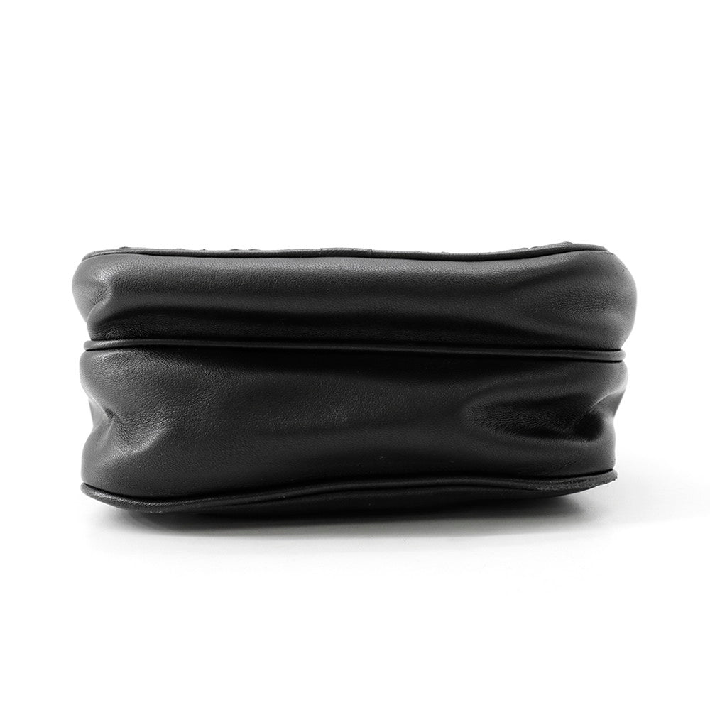 Bottega Veneta INTRECCIATO Shoulder Bag Black Leather
