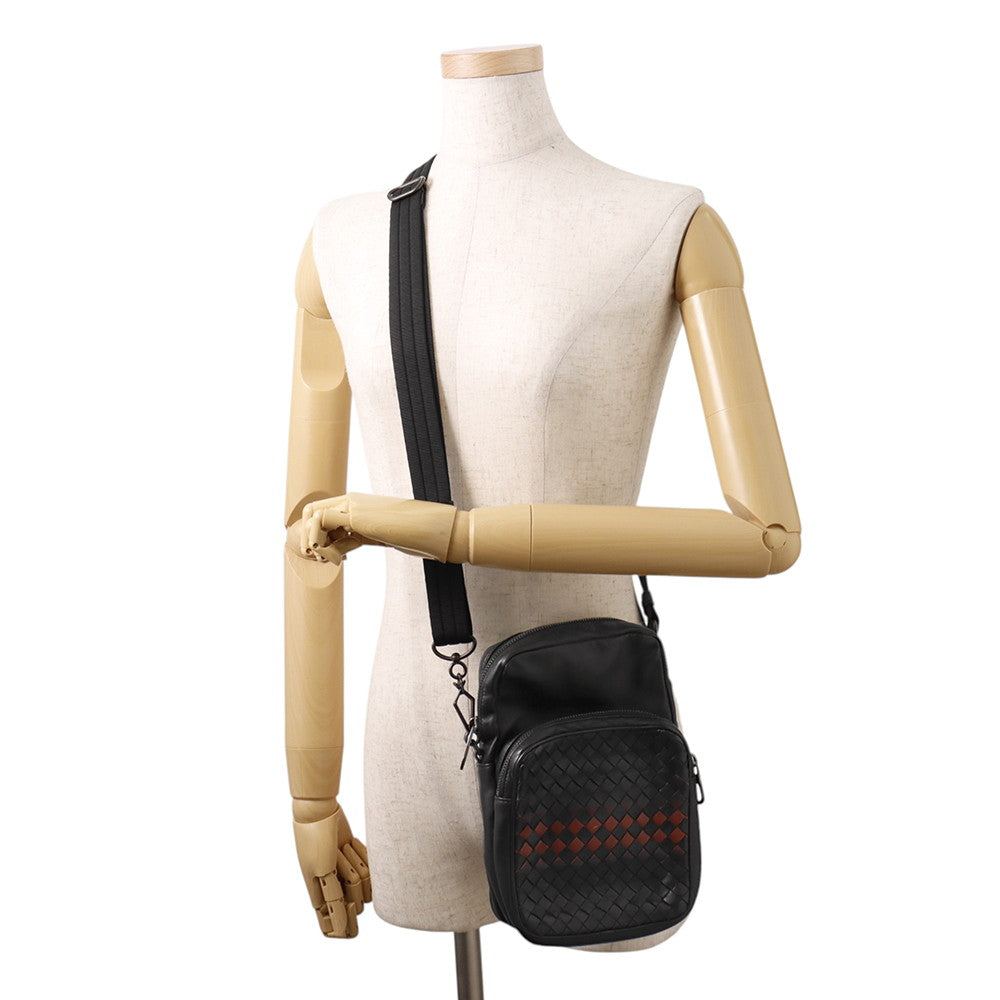 Bottega Veneta INTRECCIATO Shoulder Bag Black Leather
