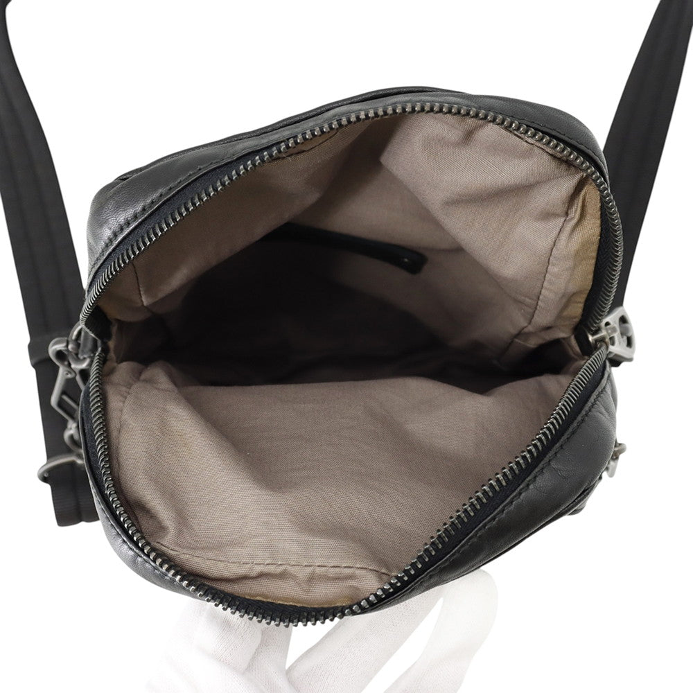 Bottega Veneta INTRECCIATO Shoulder Bag Black Leather