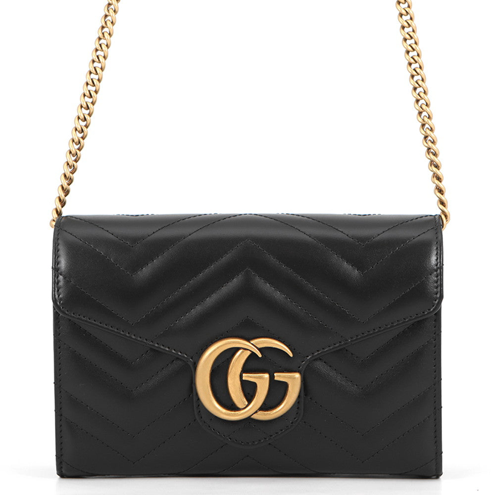 GUCCI GG Marmont Chain wallet Black474575 Leather