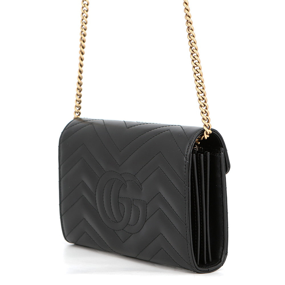GUCCI GG Marmont Chain wallet Black474575 Leather