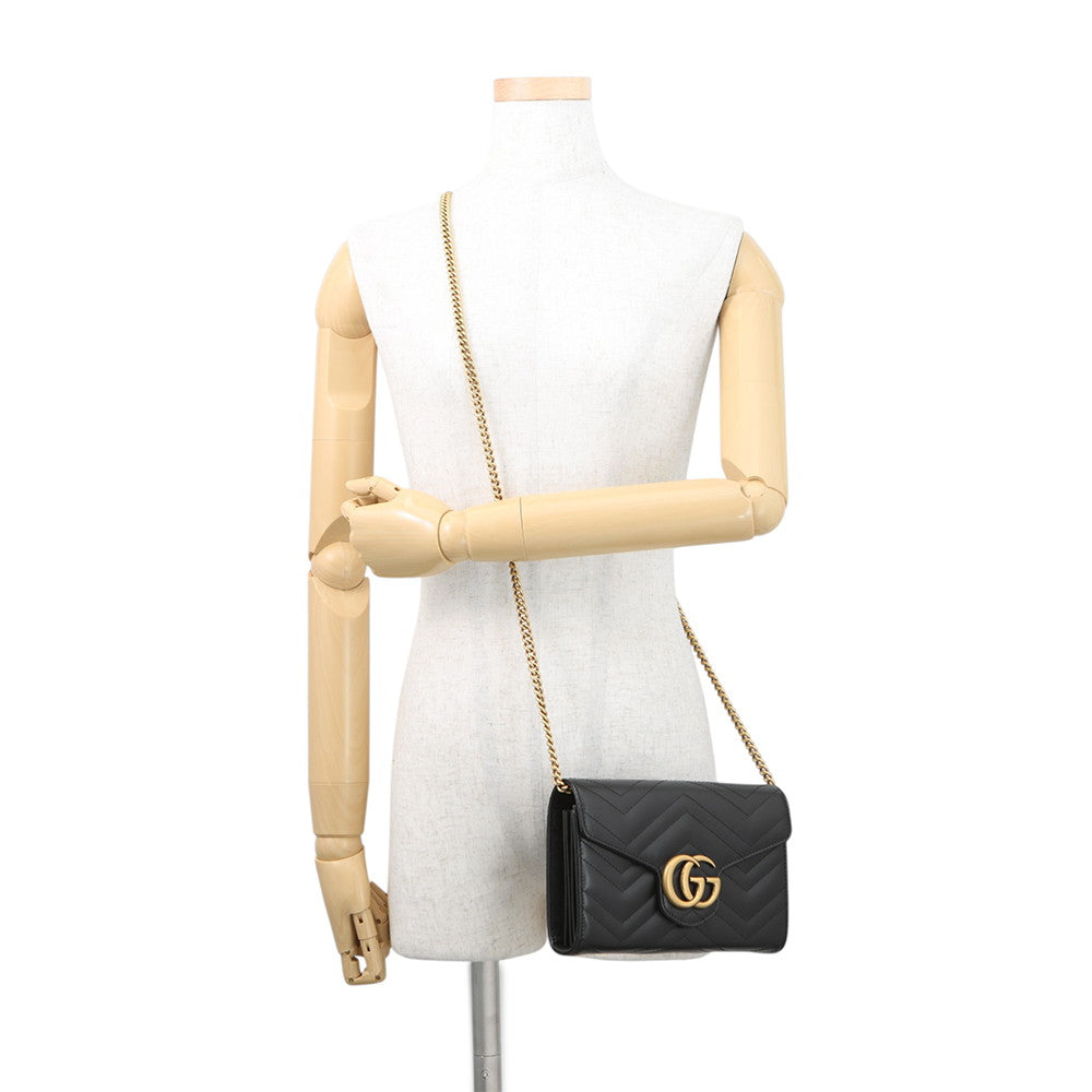 GUCCI GG Marmont Chain wallet Black474575 Leather